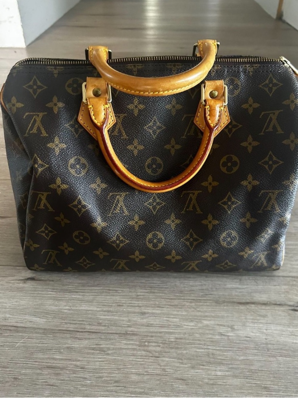 Louis Vuitton Brown Monogram Satchel with Vachetta Handles speedy 30